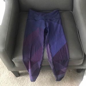 Peloton Purple and Black Striped High-Rise Leggings